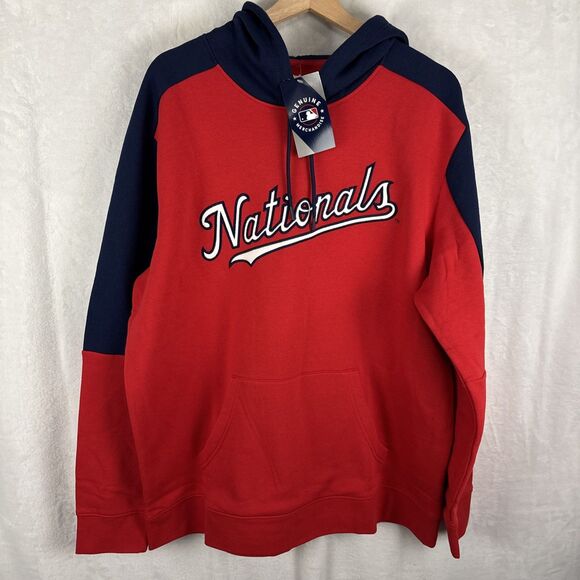 Majestic Washington Nationals Red Embroidered Pullover Hoodie Size XL NWT - Picture 1 of 6